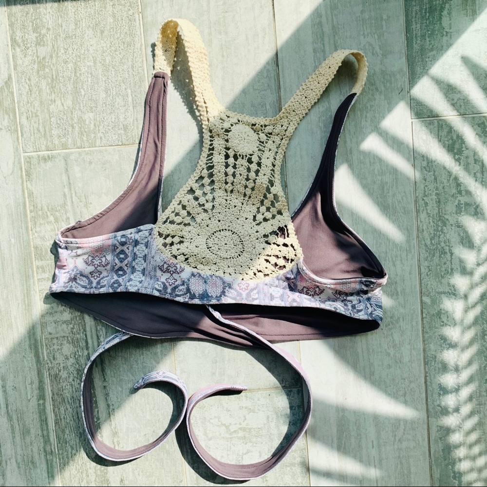 Anthro LSPACE Joey Crochet RacerBack Bikini Bra Crop Top